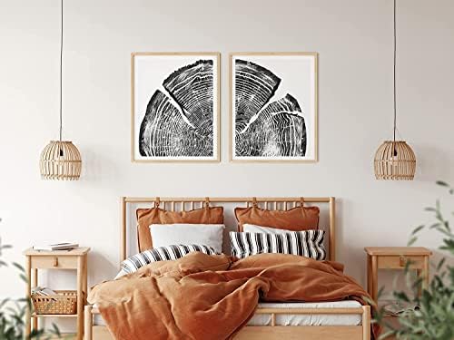 Crno-bijeli zidni umjetnički prstenovi otisci set 2 - minimalistički moderna kuća dekor Drvo Ispiši