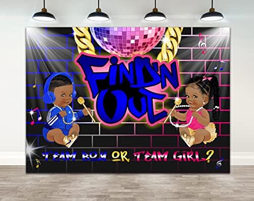 Ticuenicoa 7×5ft Saznaj Spol Otkrijte pozadinu za zabavu Saznaj Team Boy ili Team Girl Urbana Hip Hop rep Muzika plava ili ružičasta cigla zid pozadina dekoracija Baner