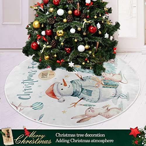 Oarencol Božićno snjegović Tree Božićno suknje od 36 inča Slatke životinje Fox zec zečjeg Xmas Holiday party Tree