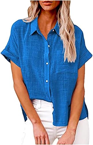 Ljetni topovi za žene 2023 modni čvrsti button Shirt ženski V-izrez labava majica bluza Tops 1