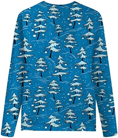 Ženske grafičke dukseve O-izrez Sretan božićni majica Topla vintage pulover džemperi za žene