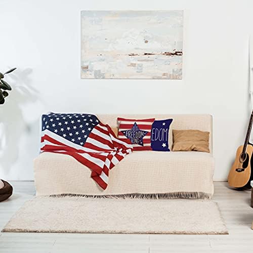 Oglas 4. srpnja Računi navlake 18x18 Dan nezavisnosti Dan sjećanja na 4 američke zastave zvijezde i pruge Patriotski bacanje jastuka navlake SAD-a USA Slobodni jastuci dekor