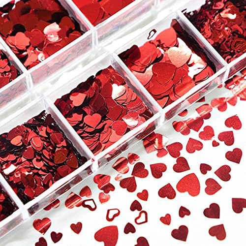 AIDVPOD crveno srce Nail Art blista za Valentinovo čari Valentine dekoracije za nokte zalihe 3D holografski ljubav šljokice Sparkle dizajn žene DIY akrilni manikir dekor