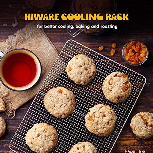 Hiware 2-Pack Regali za hlađenje za pečenje - 10 x 15 - stalak za kolačiće od nerđajućeg čelika odgovara tiganju za lim, bezbedna za rernu za kuvanje, pečenje, roštiljanje