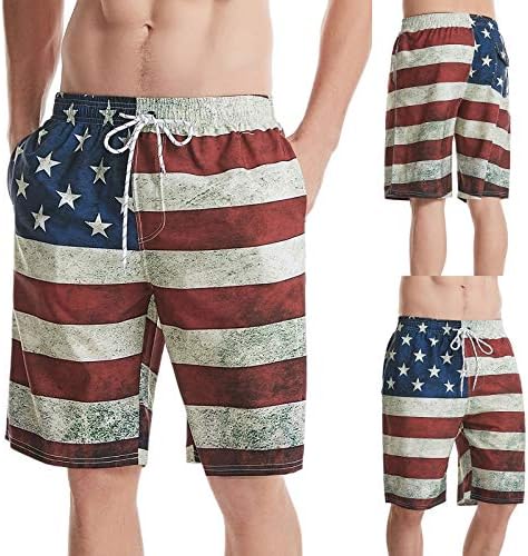 Muške plivaju kratke kratke hlače sa zastavom na plaži muške nezavisne štampe dan Američkih muških pantalona