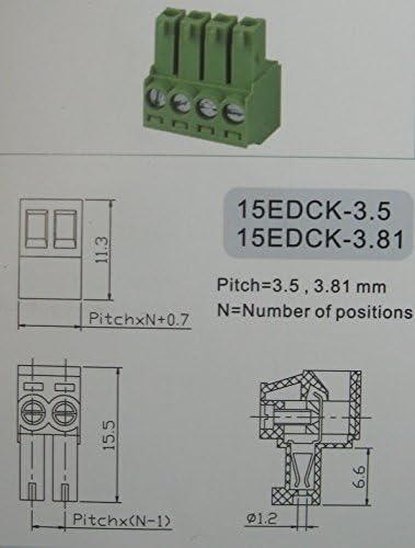40 kom 10pin/way Pitch 3.5 mm konektor za vijčani terminalni blok zelene boje priključni tip sa ravnim pinom