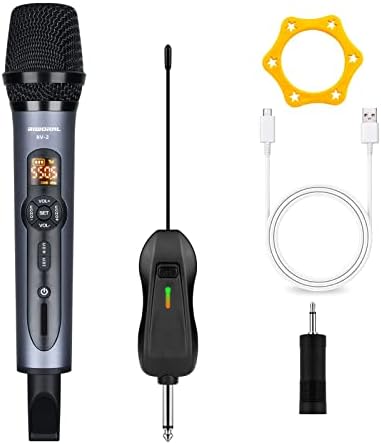 Riworalni Bežični mikrofon UHF dvostruki Akumulatorski metalni dinamični ručni Mikrofoni Reverb Karaoke Mikrofoni Set sistema sa punjivim prijemnikom 160 ft opseg za Karaoke pjevanje svadbeno pjevanje