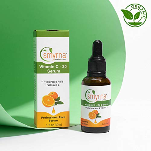 Smirna Serum vitamina C za vaše lice, čisti Vitamin C 20% Plus veganska hijaluronska kiselina, Vitamin