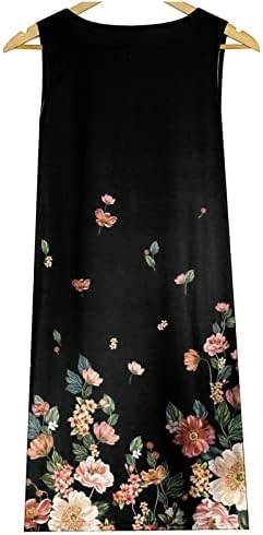 Feancey ženska ljetna haljina sa cvjetnim printom bez rukava izdubljeni sarafan labave Mini Ležerne haljine