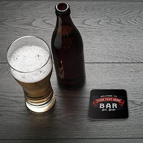 Personalizirani paket prostirki za pivo od 96-Multi Bulk Buy upijajući Reciklirani kartonski podmetači za piće 3,74 x 3,74 x 0,04 inča kvadratni-dodatna oprema za kućne barove pubovi-CO-CARD-012-96 - dodajte svoj tekst