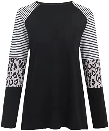 Sretan Božić ženska Leopard štampana majica vrhovi patchwork boja blok tunike bluze okrugli vrat