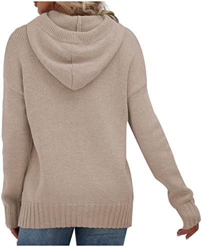 Ženski džemperi sa kapuljačom za jesen i zimu dugi rukavi Turtleneck vezica pleteni pulover Casual jednobojni džemper