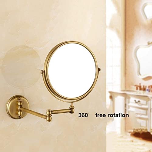 DEKIKA 8-inčno dvostrano okretno zidno ogledalo za šminkanje, 3x uvećanje okruglog oblika 360° okretno proširivo kupatilo kozmetičko toaletno ogledalo hromirano