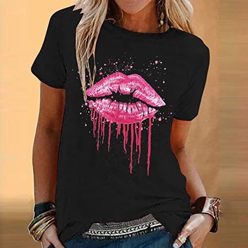 Comigeewa žene Tshirt 2023 kratki rukav Crewneck usne grafički labave Fit opušteno Fit seksi Cyberpunk bluza