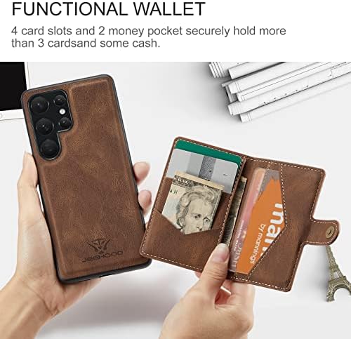 Hxy futrola za Samsung Galaxy S23 Ultra 5G, odvojiva magnetna kartica za novčanik Cash Slot Case Cover podržava bežično punjenje funkcionalni nosač kompatibilan sa Samsung Galaxy S23 Ultra 5G 2023