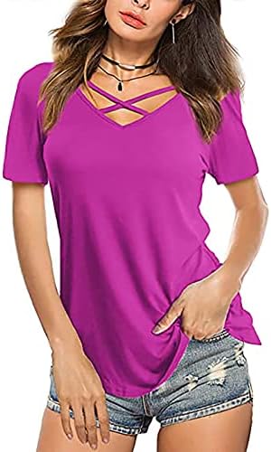 Jesen ljetna casual top košulja za žene 2023 odjeća s kratkim rukavima V vrat pamuk omotač bljeskalica