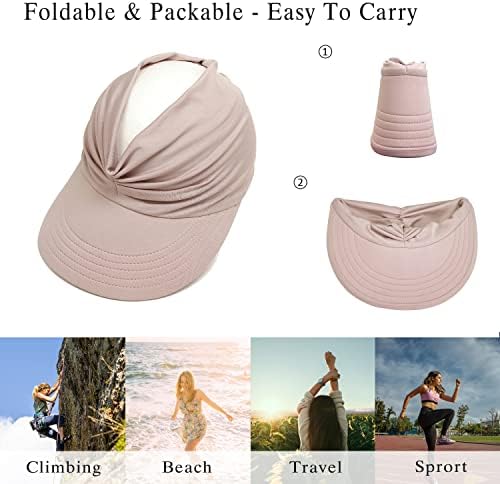 Mukeyo ženski šešir za zaštitu od sunca Široki obod ljetni viziri za UV zaštitu upakovani rep kapa za