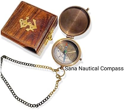 Kompas nautičkog džepa Nije svi ugravirani mesingani kompas za mesing ugravirani džepni kompas za trekking preživljavanje vanjskog stavka od sane nautičkog kompasa, 5 x 5 x 1,8 ''