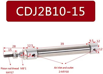 Priključak za vodu CDJ2B-10 Pneumatski cilindar Dvostruko djelovanje Jednokrevetne šipke 10mm Promjer provrta 10 ~ 150mm hod cdj2b10