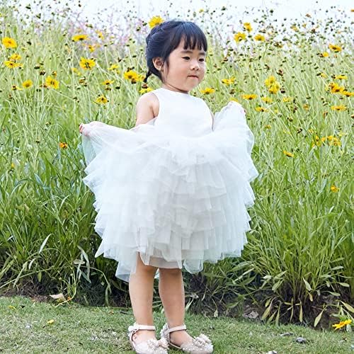 Chenbao saten cvjetne djevojke Tutu V-nazad Big Bow Bow Girls Tired Tulle haljine bez rukava dužina princeze