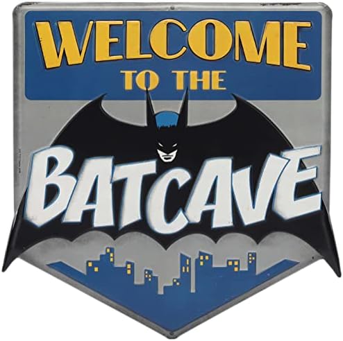 Otvoreni putni brendovi DC Comics Batman Dobrodošli u Batcave reljefni metalni znak-Vintage Batman znak za spavaću sobu ili mušku pećinu