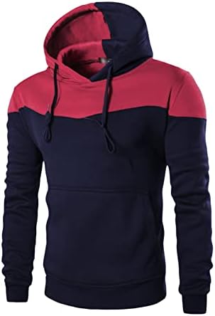 Muški kontrastni pulover s kapuljačom s kapuljačom, teška u boji Blok Fleece dukseri modni atletski