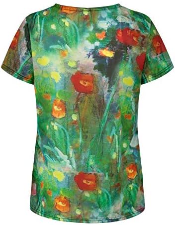 Ženske kratke rukave ulje slikanje tee cvjetne tiskane V-izrez ljetne casual majice vrhunska bluza