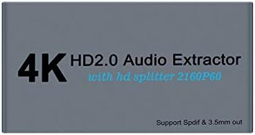 HDMI2.0 razdjelnik 1 u 2 vani sa HDMI 1x2 Audio ekstraktor + optički i 3,5 mm audio izlazne spojnik