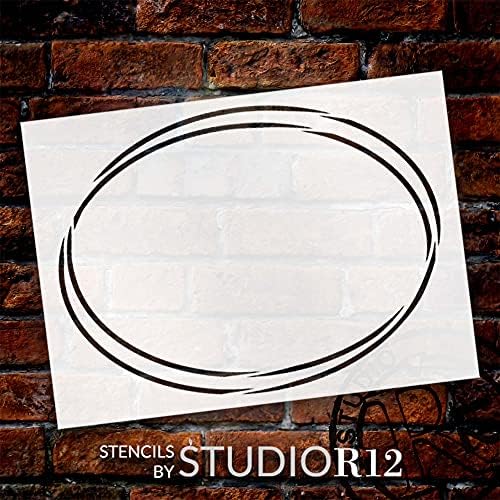 Dvostruki Ovalni geometrijski Monogram Frame Stencil by StudioR12-odaberite veličinu-USA Made-Craft DIY savremeni kućni dekor | boja drveni znak mješoviti mediji