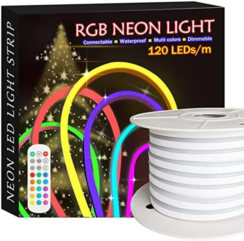 LED neonska svjetla za užad Vanjska, 135FT RGB neonska LED traka Vanjska vodootporna, 120leds / M,Neonski Flex daljinski upravljač za dom / bazen/zabavu/baštu/uređenje zgrade