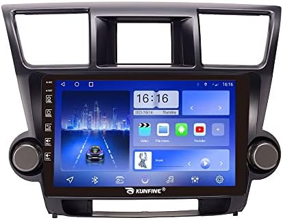 Kunfine Android Radio Carplay i Android Auto Autoradio navigacija Auto-navigacija Multimedijski igrač GPS dodirnog ekrana RDS DSP BT WiFi Glasovna zamjena za Toyota Highlander 2007-2014, ako je primenljivo