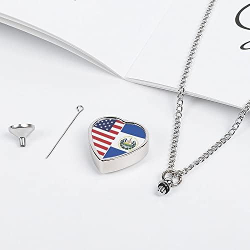 El Salvador i Amerika Zastava srce pet kremiranje nakit za pepeo urna ogrlica Memorijalni nakit privjesak za uspomenu za kućne ljubimce mačka pas pepeo