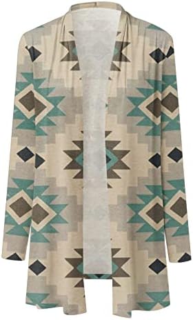 Lagani kardigan za žene Aztec Ispis Otvoreno prednja strana za drapena odjeća Ležerna košulja s dugim rukavima Pokrijte džempere