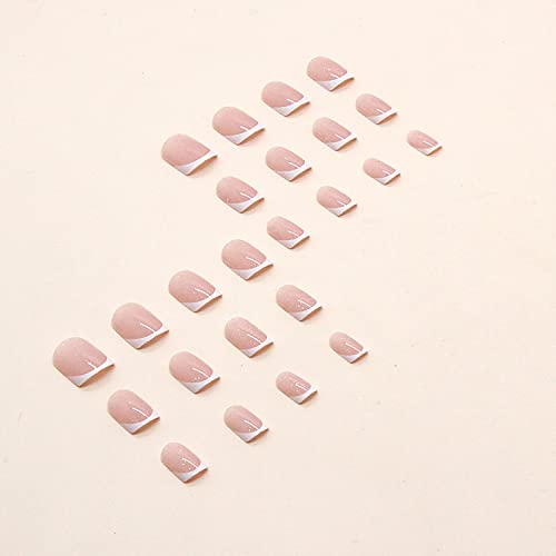 Kvadratni lažni nokti sa ljepilom za nokte kratka presa na noktima Nude Pink Full Cover lažni nokti sa umjetnim sjajnim dizajnom akrilni štap na noktima za ženske dekoracije noktiju