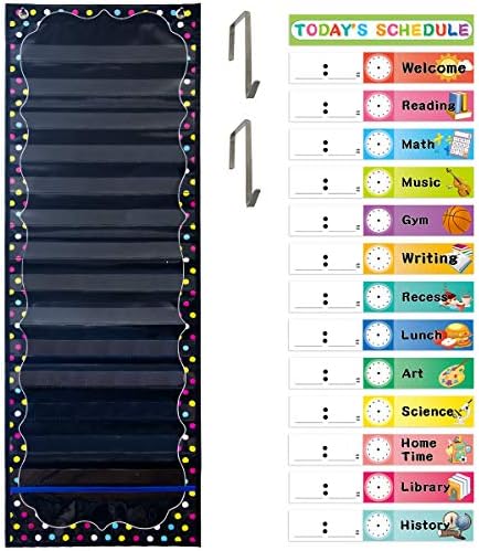 Tabla Brights dnevni raspored džepovi tabela za učionicu ured Kućni učitelji potrepštine za predškolske aktivnosti 15 džepovi 14 dvostrana višekratna kartica za suho brisanje 13 x 37 inča