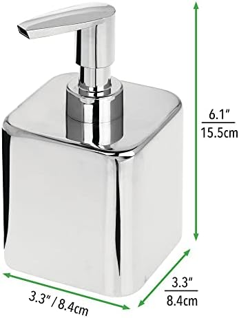 Mdesign Compact Square Metal sapun za kupatilo - Tekuća sapuna Pump boca za kontratop i kuhinjskog sudopera - drži ručni sapun, sapun za suđe, losion, esencijalno ulje - Kolekcija jedinstva - Chrome