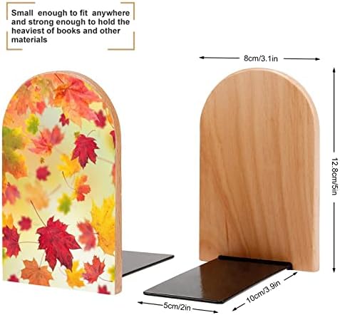 Jesen Javorovo lišće Bookends dekorativni Print Drvo knjiga završava za police paket 1 par