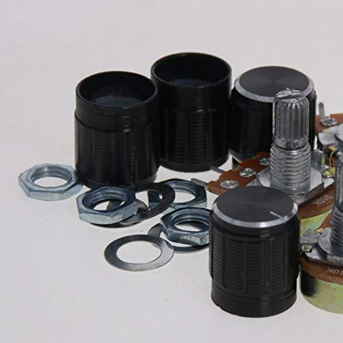 Fielect 4kom WH148 10k Ohm varijabilni otpornici sa jednim okretom rotacioni karbonski Film konus potenciometar 3-pinski 15mm vratilo sa crnim dugmadima