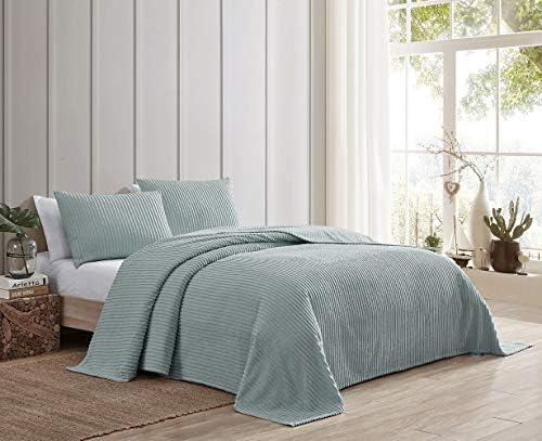 Beatrice Home Fashions Channel Chenille Sepeadpread, King, plava