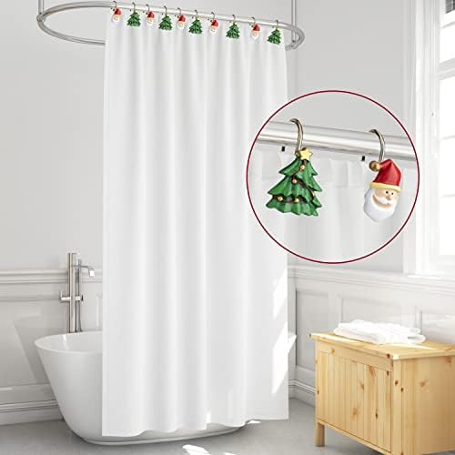 Božićne tušske zavjese Hrst Off Tuš za tuširanje zvoni metalni ukrasni kupatilo za zavjese tuš za zavjese za zavjese za kupatilo otporan na kupatilo od 12: 6 santa claus & 6 božićno drvce