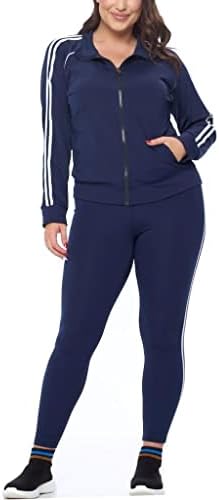 JVini ženska trenerka za vježbanje od 3 komada za žene - puni zip aktivni kapuljač sa jaknom i tamki