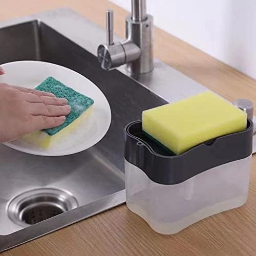 2-u-1 dozator sapuna za kuhinju + držač sunđera pult za pranje posuđa gornji dozator sapuna, dozator pumpe za sudoper vrhunskog kvaliteta, trenutno punjenje, izdržljiv