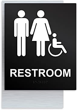 Ada Brailleova signalizacija - toalet sa hendikep plaketom, Executive Series - brušeni aluminij, mat crna akrilna bijela taktilna završna obrada - [7.25IN sa X 10,5IN H] - Građevinski izgradnja