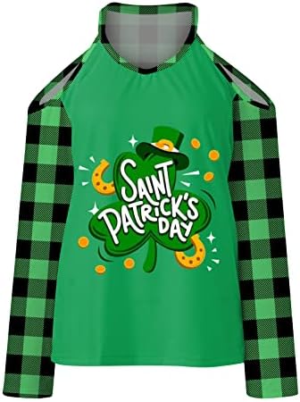Cggmvcg St Patricks Day Shirt žene Dugi rukav Ženski modni Print V vrat s ramena Dugi rukav St Patricks