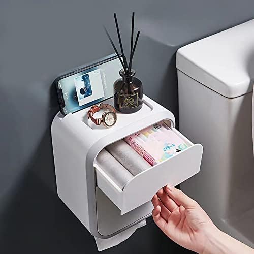 ZJLZPB toaletni papir sa skladištem - ljepljivi zidni toaletni papir Organizator za toalete i skladištenje odgovara bilo kojoj kupaonici - držite svoje mokro obrisano