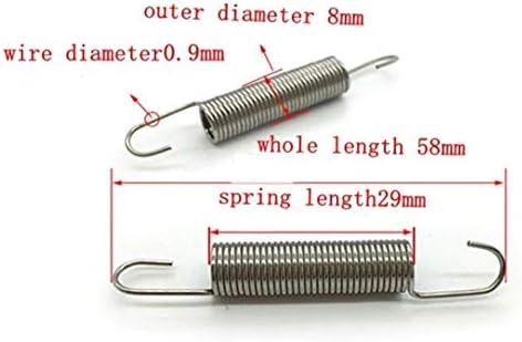Zhengguifang Solid 5pcs nehrđajući čelik Spring kuka za bušenje Proljetni prečnik žice 8 mm Dužina
