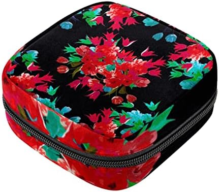 ORYUEKAN torba za čuvanje higijenskih uložaka, prenosiva menstrualna torba za žene i djevojčice torbica za menstrualne čašice, Pastorable Flowers Vintage Tropical Floral