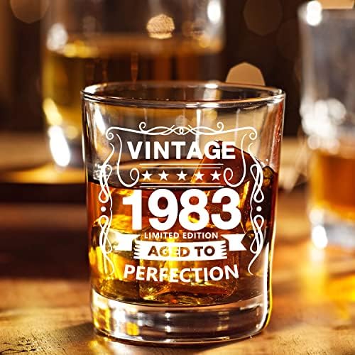 Old Fashioned naočare-1983-Vintage 1983 old time informacije 10.25 oz Whisky stijene naočare-40. rođendan u dobi do savršenstva - 40 godina star pokloni Burbon Scotch Lowball Old Fashioned-1kom