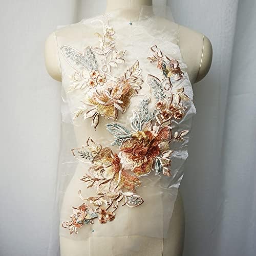 Veliki vez čipkasti cvijet Applique šivati ​​cvjetna ovratnica zakrpa za venčanicu vjenčanica za mladenke Drešer Dresio Dress Diy White Tulle Crafts