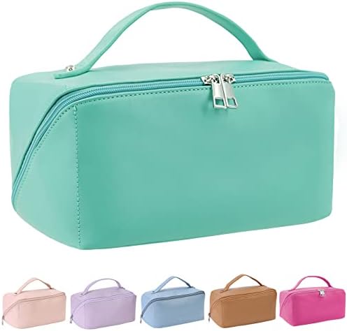 WUSHENG torba za šminkanje veliki kapacitet putna kozmetička torba za šminkanje vodootporna otvorena ravna
